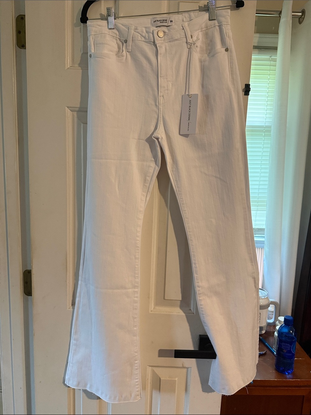Just Black White Stretch Flare Jeans